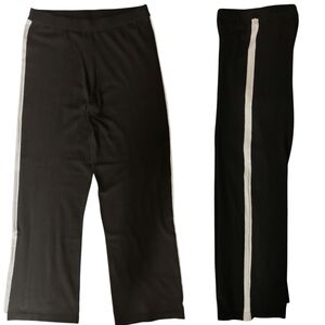 Michael Kors Wide Leg High Rise Knit Black w/ White Track Pants/Joggers - Sz L